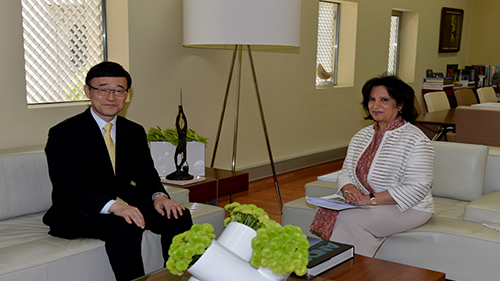 معالي الشيخة مي تستقبل السفير الياباني، وتأكيد مشترك على تطوير سبل التعاون الثقافي بين البلدين