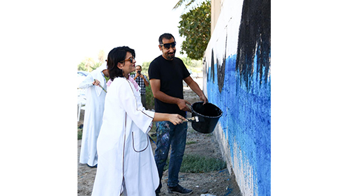 جدارية للفنان زهير السعيد في النبيه صالح بمناسبة أعياد الوطن