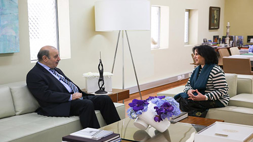H.E Shaikha Mai Receives the Palestinian Ambassador